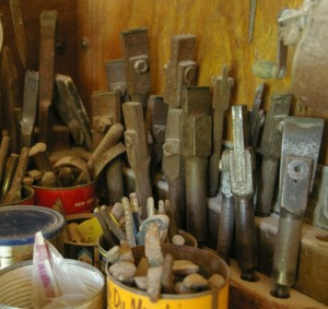 Pneumatic Bush Chisels for granite at Carolina Sculpture Studio