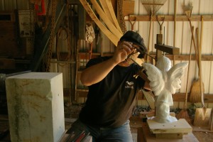 Using Pointing machine Carrara Marble Angel